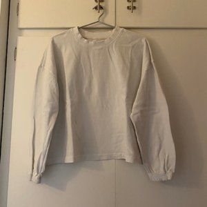 Le Bon Shoppe white naturelle tee heavy knit 100% cotton rouched sleeves sz S